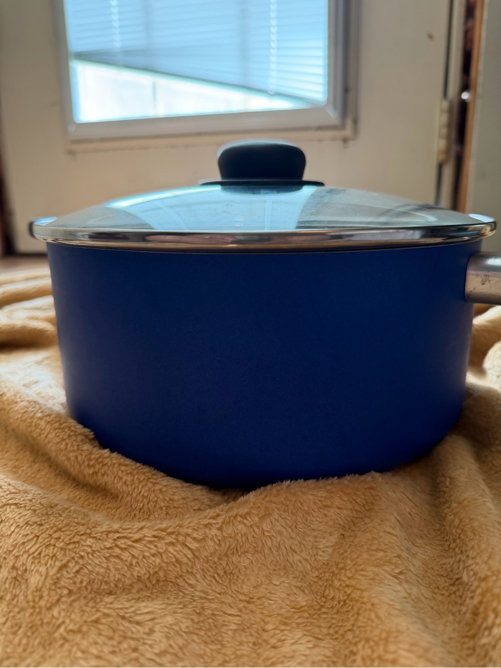 Blue Nonstick Saucepan with Glass Lid - Home Kitchen